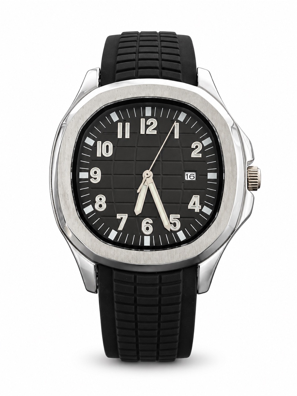Aquanaut Style Luxury Sport Watch Black Dial Rubber Strap
